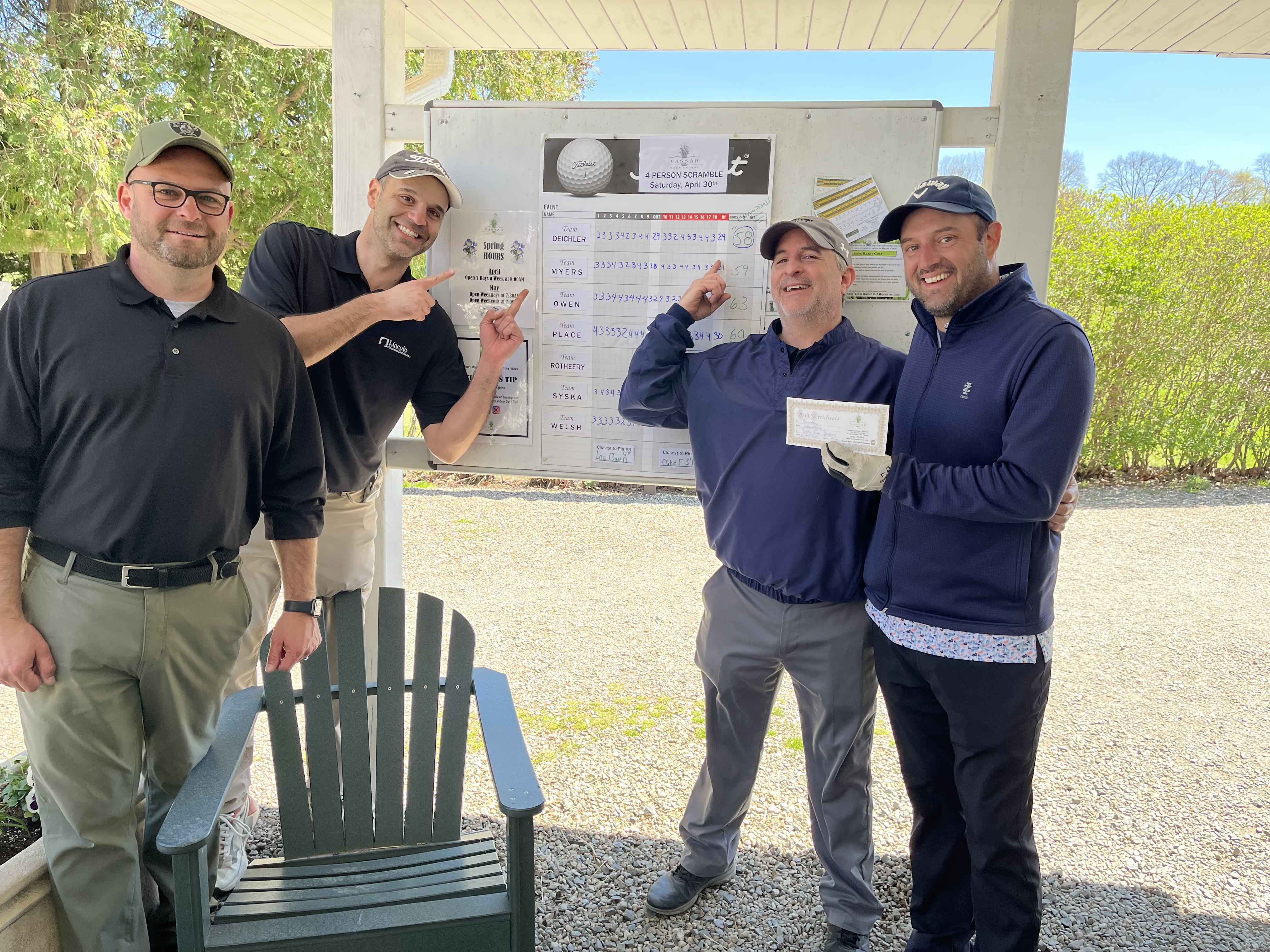 4 Person Scramble winners - April 30, 2022